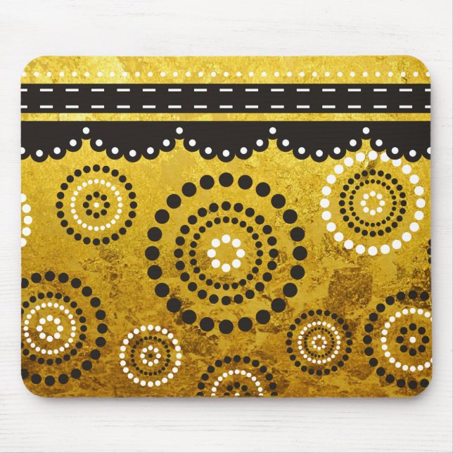 Garland ARTdeco black white + gold leaf backgr. Mouse Pad (Front)