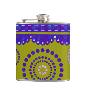 Garland ARTdeco violet blue + your backgr. colour Hip Flask