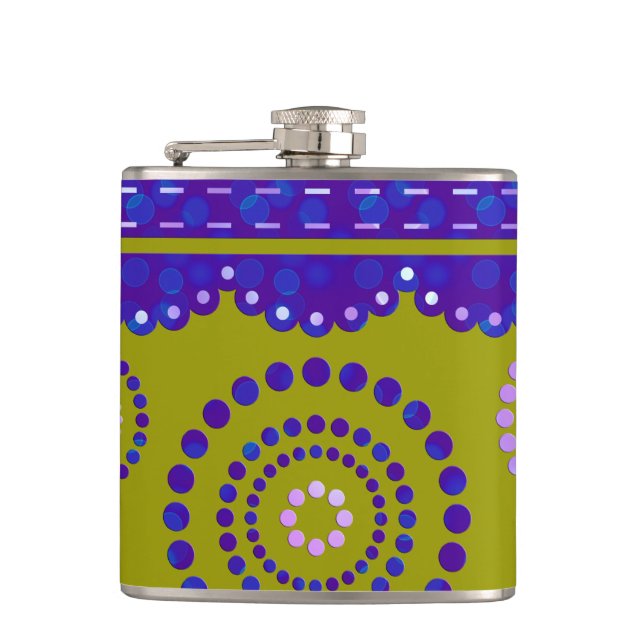 Garland ARTdeco violet blue + your backgr. colour Hip Flask (Front)