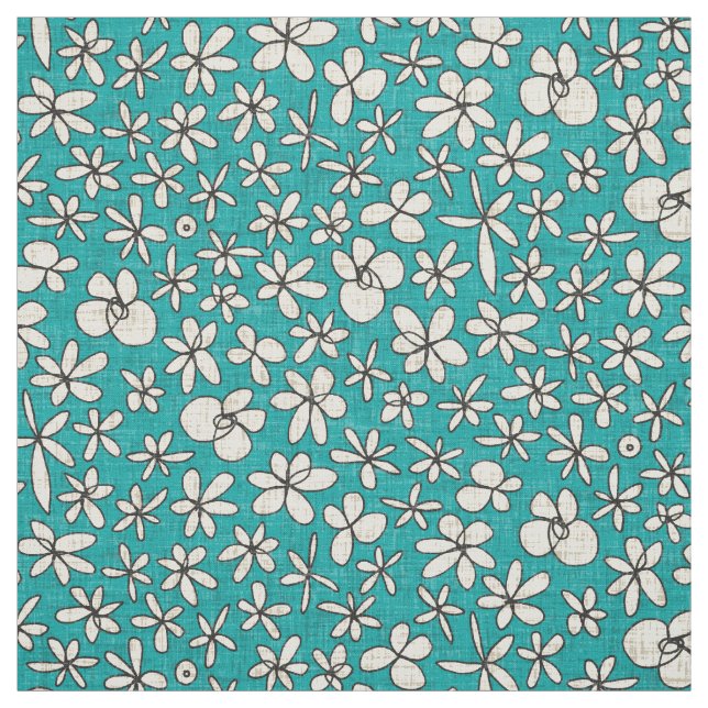 garland flowers blue fabric (Swatch)