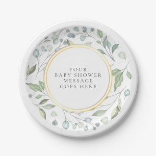  Garland Greenery Baby Shower Message Paper Plate