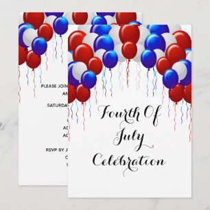 Garland Of Balloons 4th Of July Party Invitation