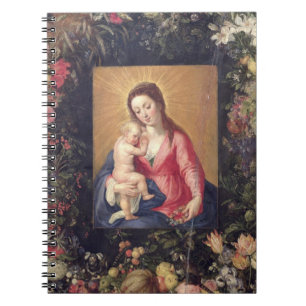 Garland of Fruit and Flowers with Virgin and Child Spiral Notebook