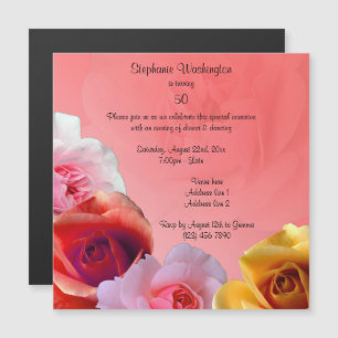 Garland Of Roses 50th Birthday Party Magnetic Invitation