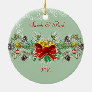 Garland & Pinecones Christmas Photo Ornament