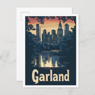 Garland Texas USA Art Vintage Travel Illustration Postcard