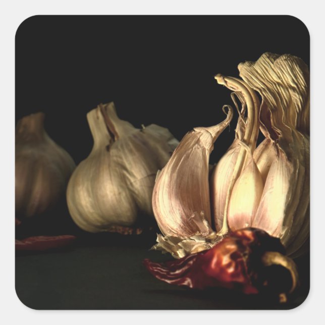Garlic and Chilli Pepper Spices Square Sticker (Front)