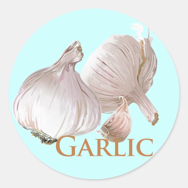 Garlic and Garlic Clove Classic Round Sticker (Front)