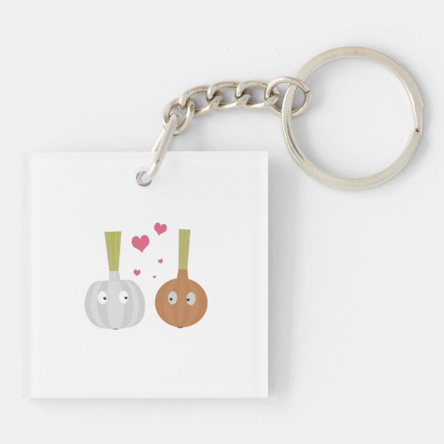 Garlic and Onion in love Key Ring (Back)