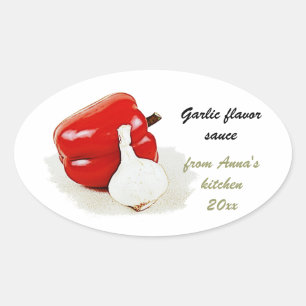 garlic and red bell pepper canning labels