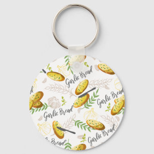 Garlic Bread Illustration Pattern V1 Key Ring