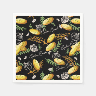 Garlic Bread Illustration Pattern V2 Napkin