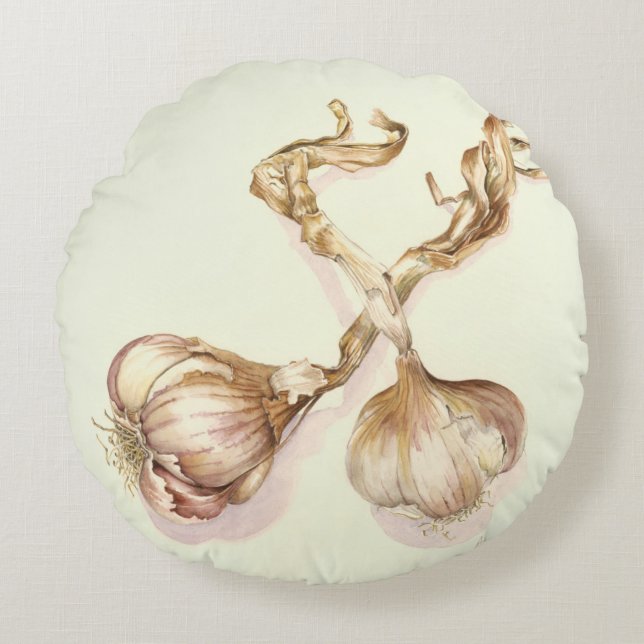 Garlic bulbs 2005 round cushion (Front)