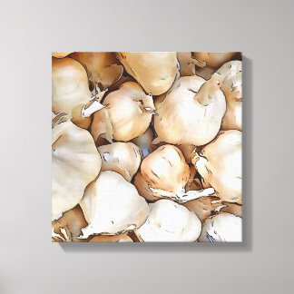 Garlic Bulbs Artistic Black Outline Art Canvas Print