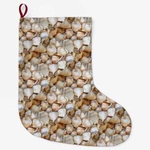 Garlic Bulbs Artistic Black Outline Art Large Christmas Stocking