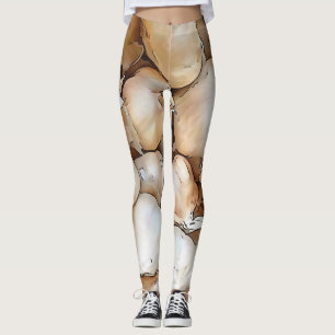 Garlic Bulbs Artistic Black Outline Art Leggings