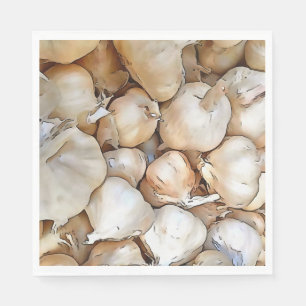 Garlic Bulbs Artistic Black Outline Art Napkin