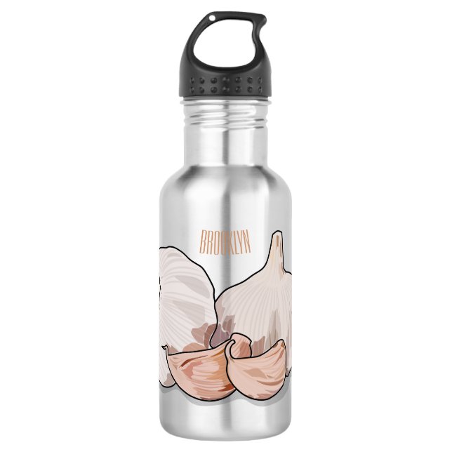 Garlic cartoon illustration   532 ml water bottle (Front)