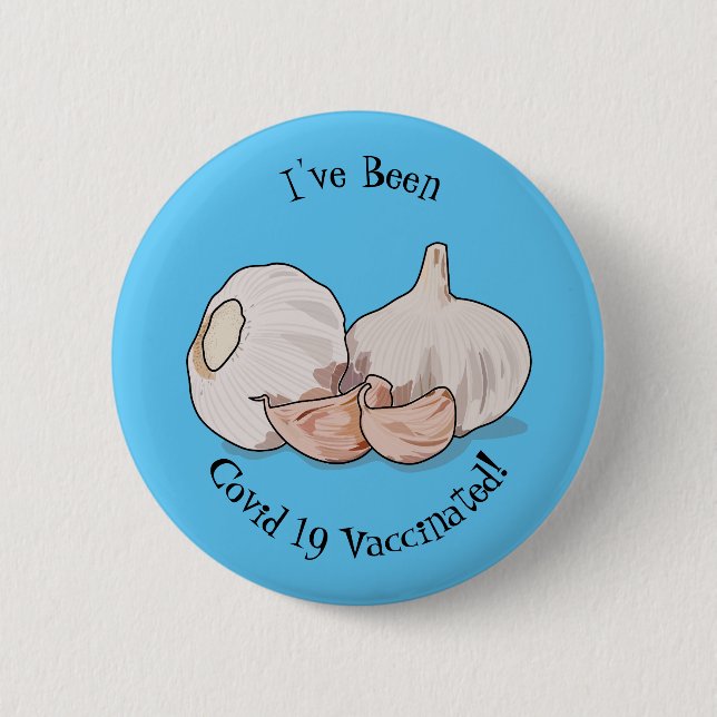 Garlic cartoon illustration 6 cm round badge (Front)