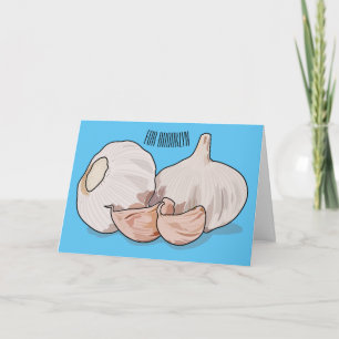 Garlic cartoon illustration card