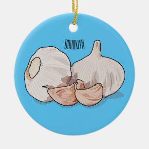 Garlic cartoon illustration   ceramic tree decoration
