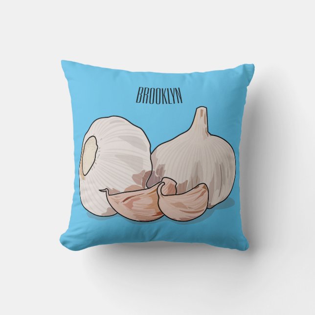 Garlic cartoon illustration   cushion (Front)