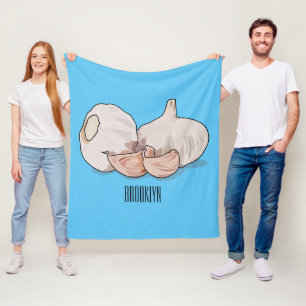 Garlic cartoon illustration   fleece blanket