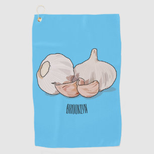 Garlic cartoon illustration   golf towel
