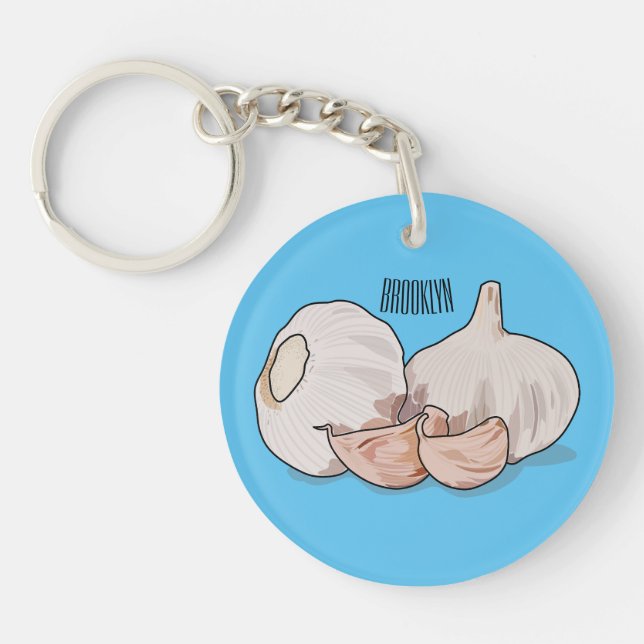 Garlic cartoon illustration   key ring (Front)