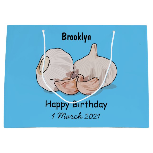 Garlic cartoon illustration large gift bag (Front)
