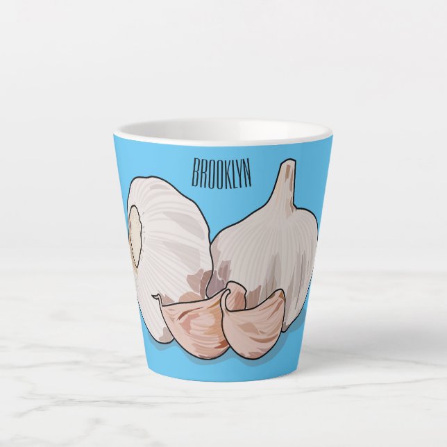 Garlic cartoon illustration   latte mug (Front)