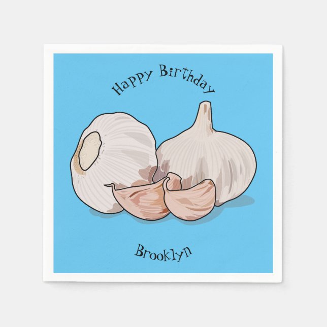 Garlic cartoon illustration napkin (Front)