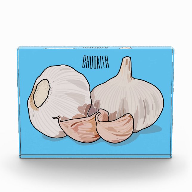 Garlic cartoon illustration   photo block (Front)