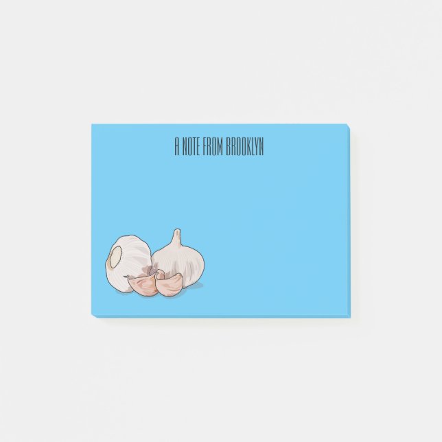 Garlic cartoon illustration   post-it notes (Front)
