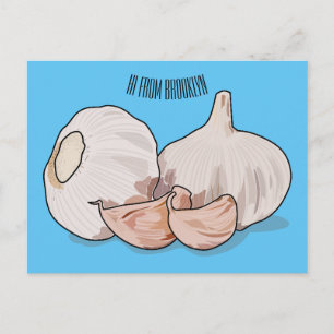 Garlic cartoon illustration postcard