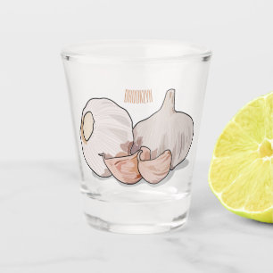 Garlic cartoon illustration shot glass