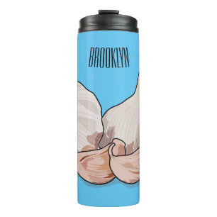 Garlic cartoon illustration thermal tumbler