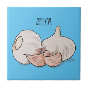 Garlic cartoon illustration tile