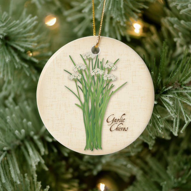 Garlic Chives Herb Ceramic Tree Decoration (Tree)