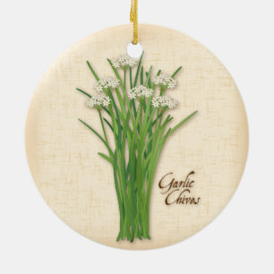 Garlic Chives Herb Ceramic Tree Decoration