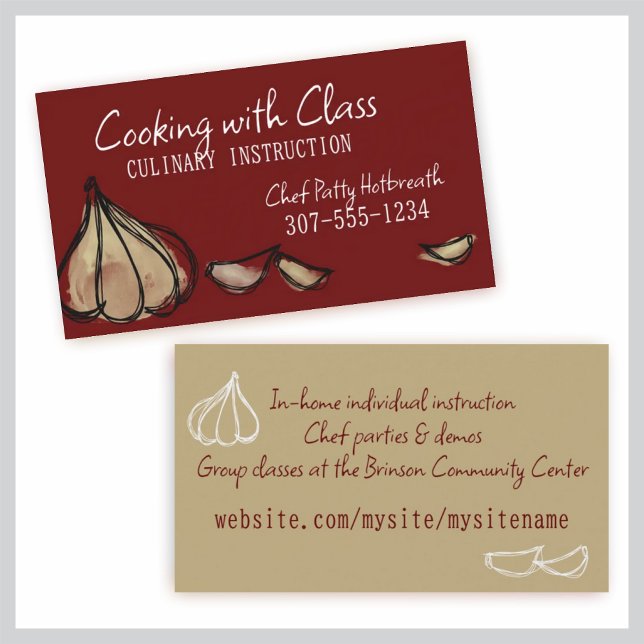 Garlic cloves chef cooking class catering culinary business card (Creator Uploaded)