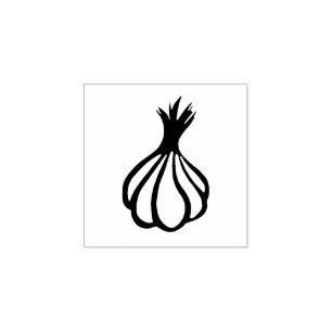 Garlic Gardening Vegetable Rustic Lino-cut Style Rubber Stamp
