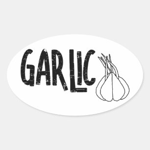 Garlic Garlic Text Oval Sticker
