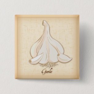 Garlic Herb, Bulb and Cloves 15 Cm Square Badge