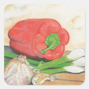 Garlic, Onions and Pepper Square Sticker