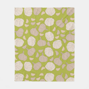 Garlic Pattern - Garlic Cloves & Bulb Fleece Blanket