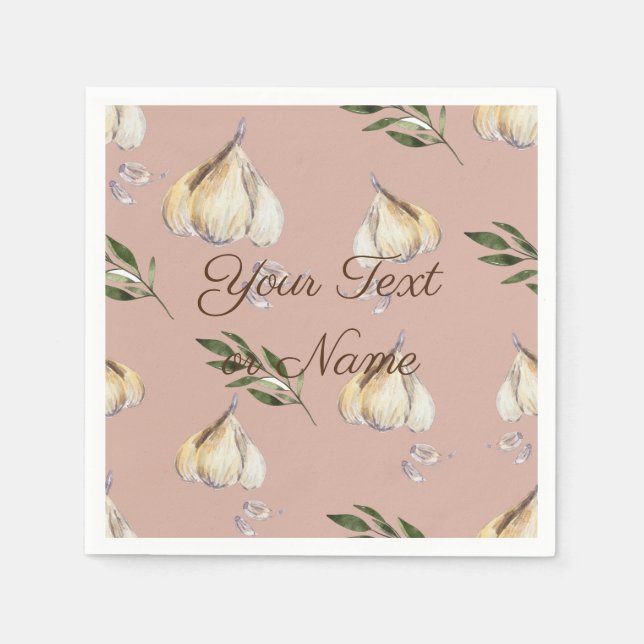 garlic pattern with personalized text napkin (Front)