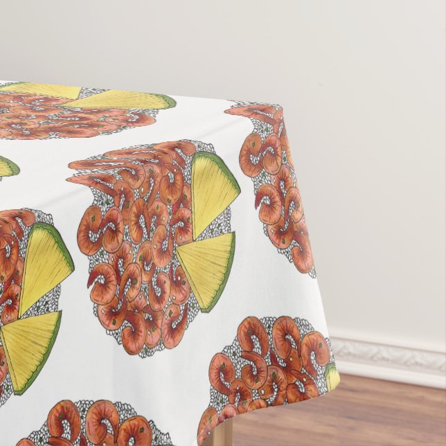 Garlic Shrimp Pineapple Hawaiian Island Food Luau  Tablecloth (In Situ)