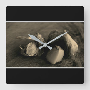 Garlic Still Life Fine Art Photograph Square Wall Clock