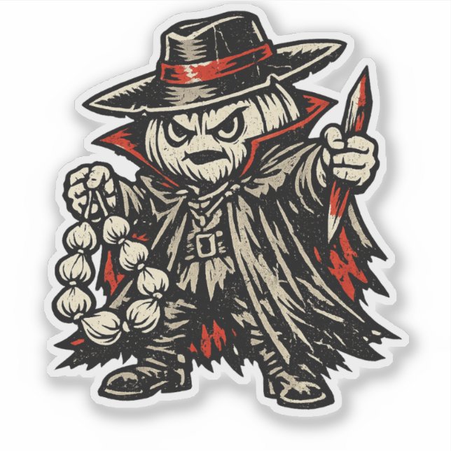 Garlic Vampire Hunter — Halloween Warrior Retro  (Front)